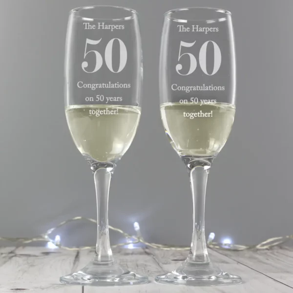 Pair of any year Anniversary Flutes, Free personalisation - Image 2