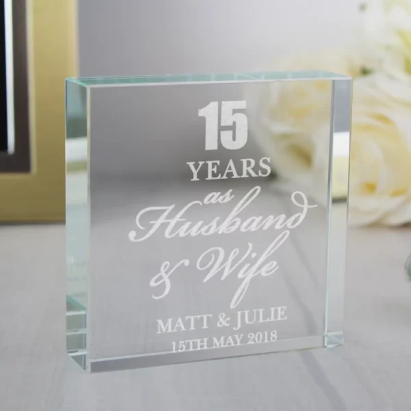 Personalised Wedding Anniversary Crystal Token Paperweight