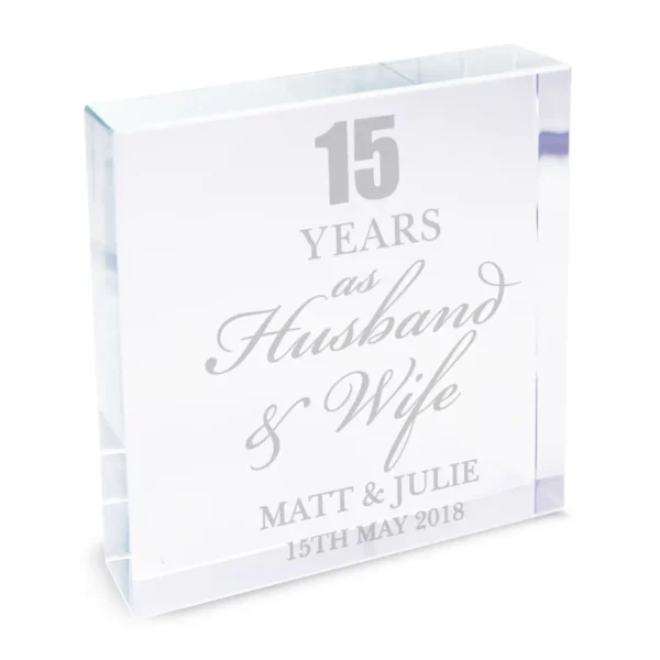 Personalised Wedding Anniversary Crystal Token Paperweight - Image 5