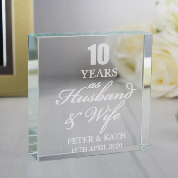 Personalised Wedding Anniversary Crystal Token Paperweight - Image 4