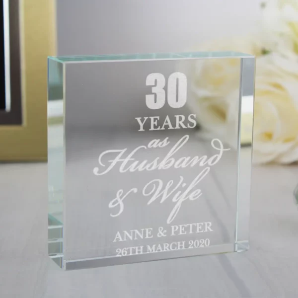 Personalised Wedding Anniversary Crystal Token Paperweight - Image 2