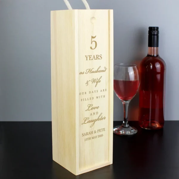 Personalised Wedding Anniversary Wooden Wine Box