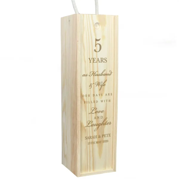 Personalised Wedding Anniversary Wooden Wine Box - Image 6