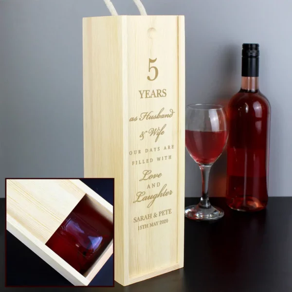 Personalised Wedding Anniversary Wooden Wine Box - Image 3