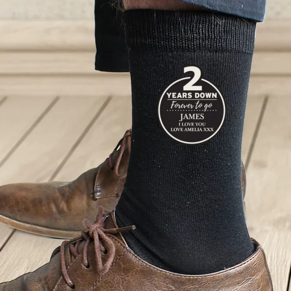 Personalised 2nd Anniversary Men's Socks
