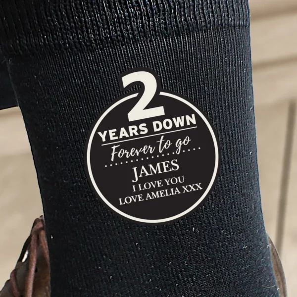 Personalised 2nd Anniversary Men's Socks - Image 2
