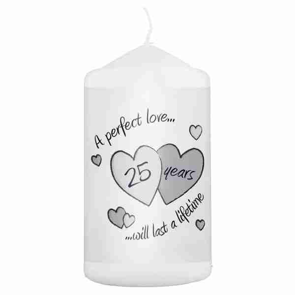 Perfect Love Silver Wedding Pillar Candle