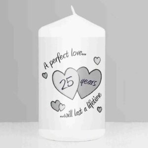 Perfect Love Silver Anniversary Pillar Candle