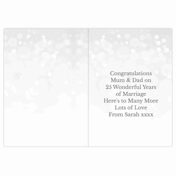 Printed 25th Silver Anniversary Card, free personalisation - Image 5