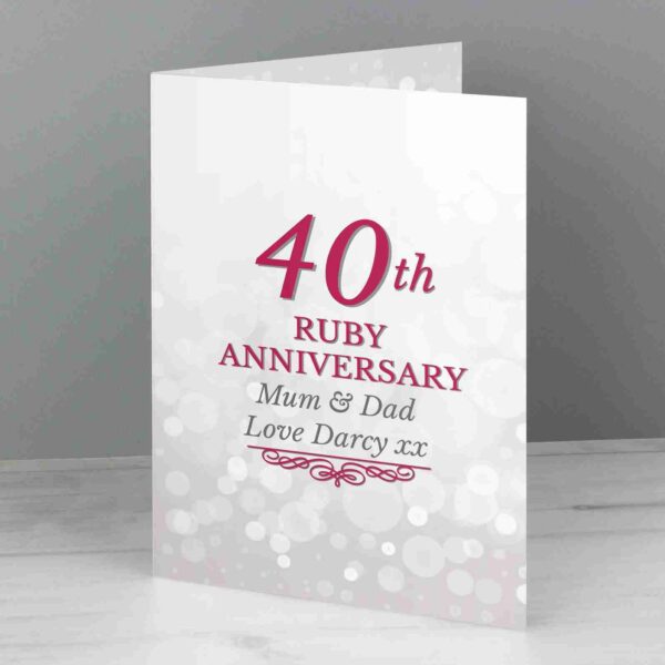 Printed 40th Ruby Anniversary Card