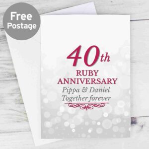 Printed 40th Ruby Anniversary Card free postage