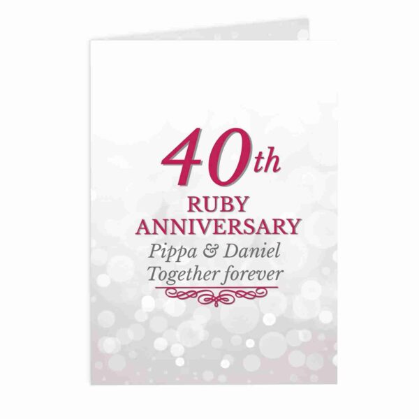 Printed 40th Ruby Anniversary Card together forever