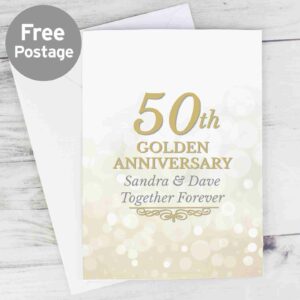 Printed 50th Golden Anniversary Card free postage