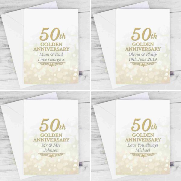 Printed 50th Golden Anniversary Greeting Card, free personalisation - Image 3