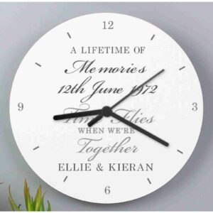 White Wooden Anniversary Clock