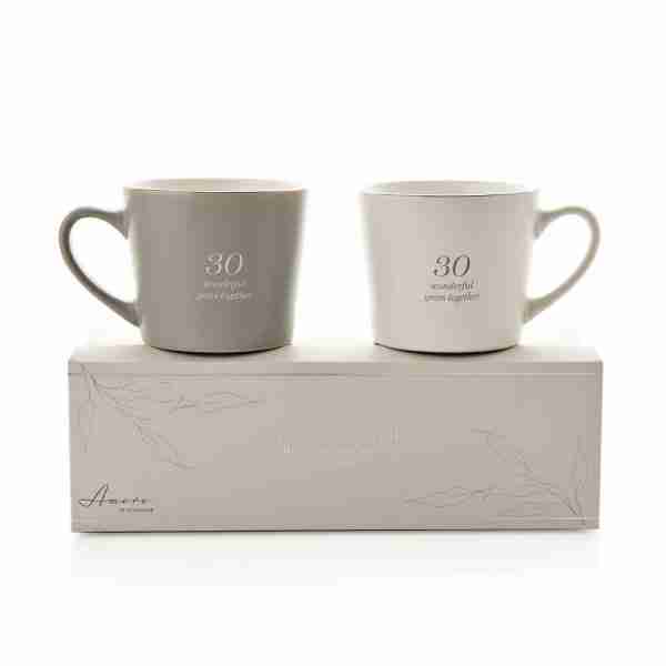 30 Wonderful Years Together mug set on gift box