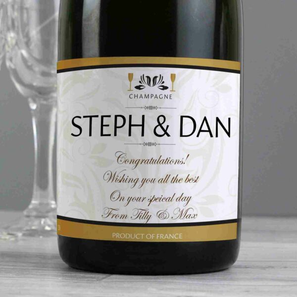 Bottle of Own Label Champagne example with couple's names