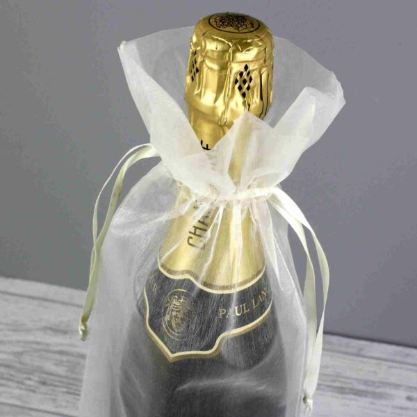 Bottle of Own Label Champagne in organza bag