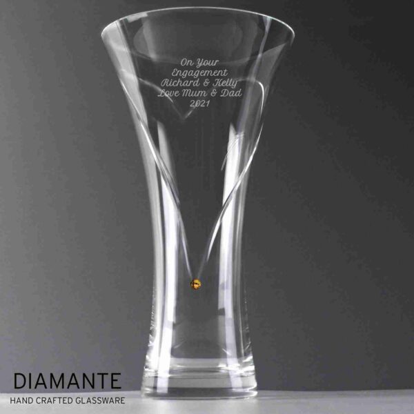 Large Hand Cut Gold Diamante Heart Vase example for engagement