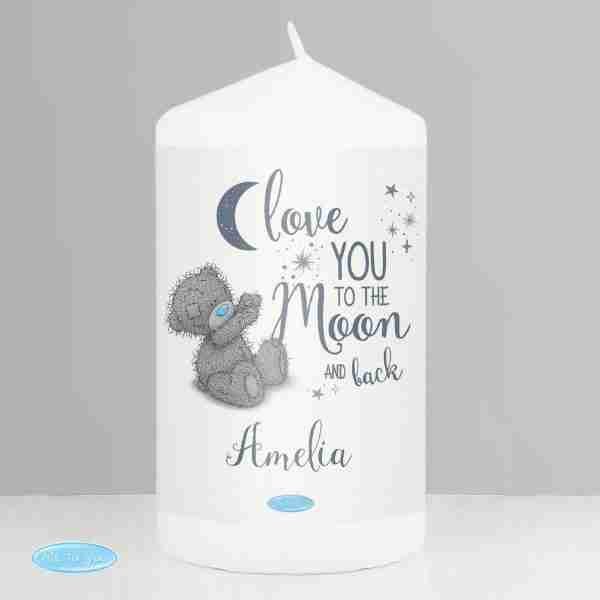 Me to You 'Love You to the Moon and Back' Pillar Candle example with personalisation