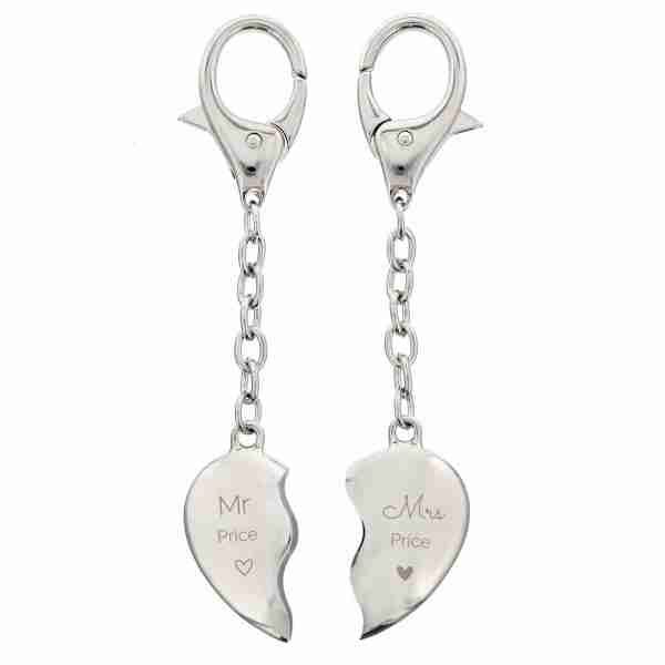 Mr and Mrs Two Hearts as One Keyring, free personalisation - Image 4