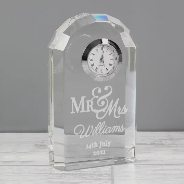 Personalised Mr & Mrs Crystal Clock - Image 4