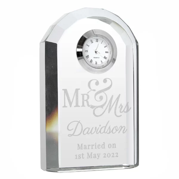 Personalised Mr & Mrs Crystal Clock - Image 2