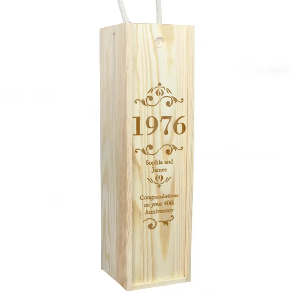 Personalised Elegant Number Wooden Wine Bottle Box - Image 6