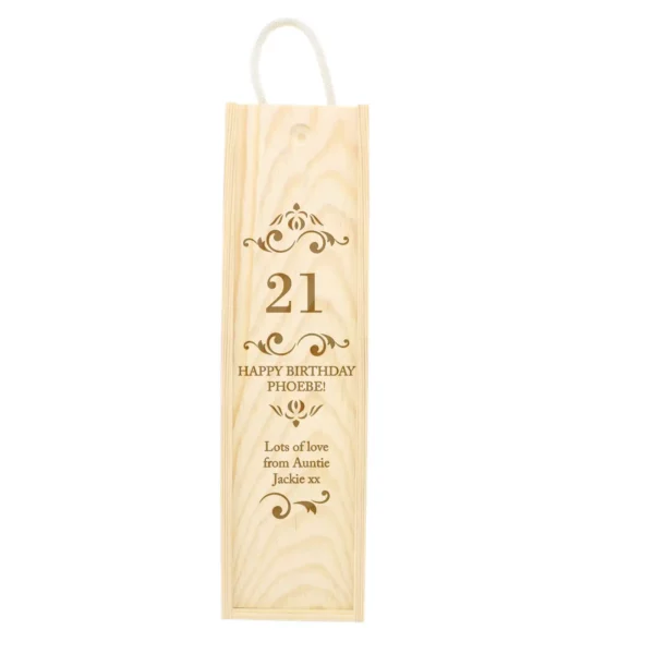 Personalised Elegant Number Wooden Wine Bottle Box - Image 4