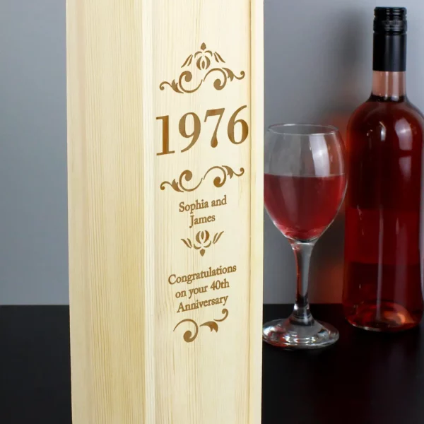 Personalised Elegant Number Wooden Wine Bottle Box - Image 3