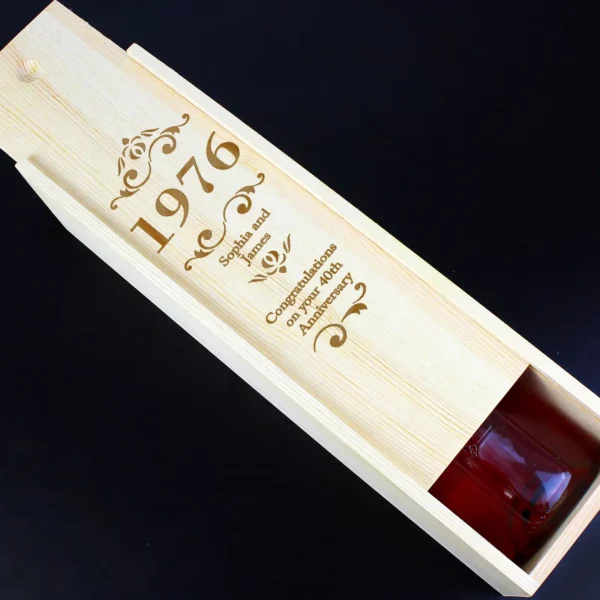 Personalised Elegant Number Wooden Wine Bottle Box - Image 2