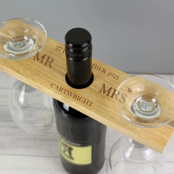 Personalised Wooden Wine Glass & Bottle Butler