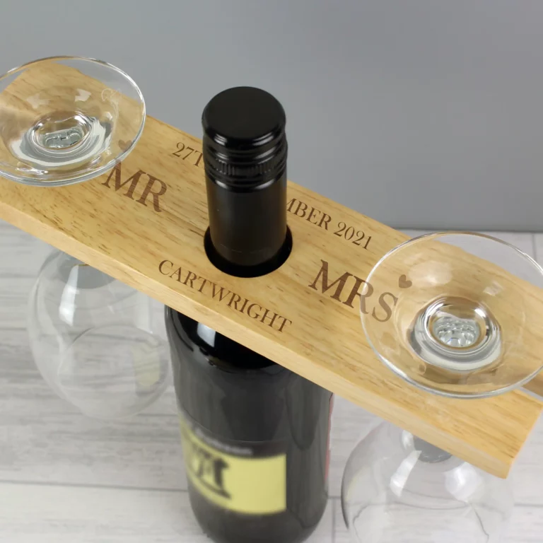 Personalised Wooden Wine Glass & Bottle Butler