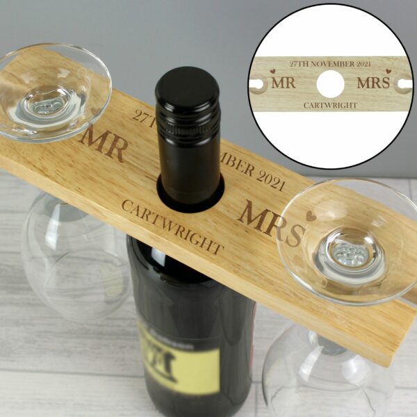 Personalised Married Couple Wine Glass & Bottle Butler