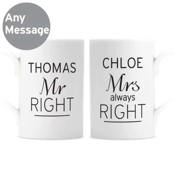 Mr Right/Mrs Always Right Mug Set, Free Personalisation - Image 6