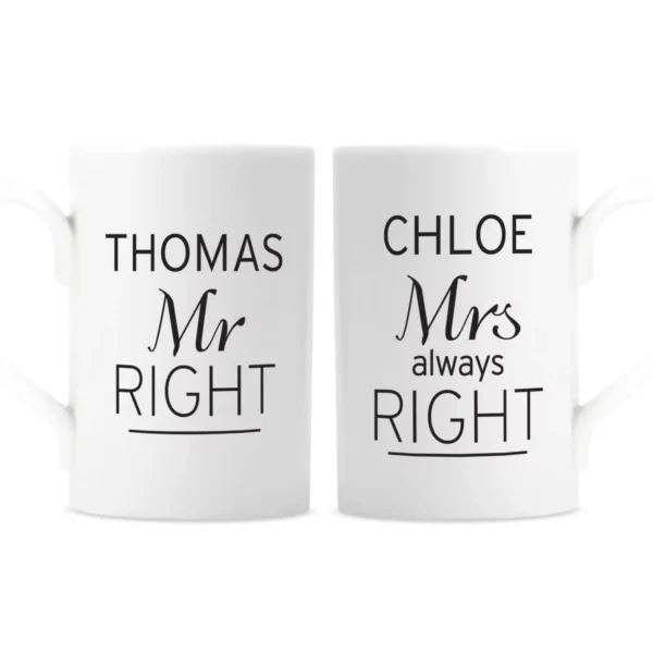 Mr Right/Mrs Always Right Mug Set, Free Personalisation - Image 5