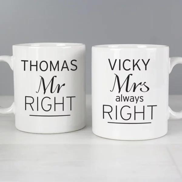 Mr Right/Mrs Always Right Mug Set, Free Personalisation - Image 2