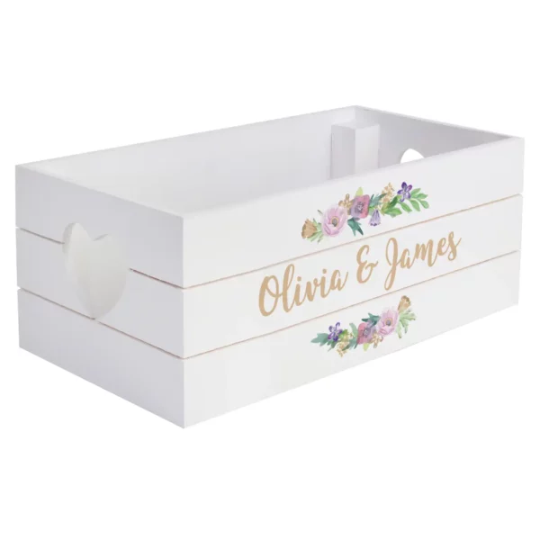 Personalised Floral Love Design White Wooden Crate - Image 2