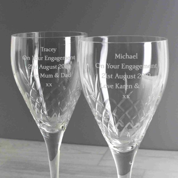Pair of Crystal Wine Glasses, free personalisation - Image 4