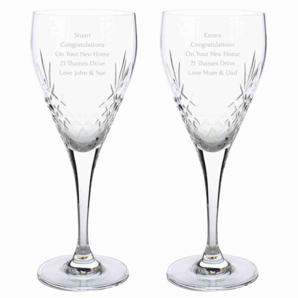 Pair of Crystal Wine Glasses New Home