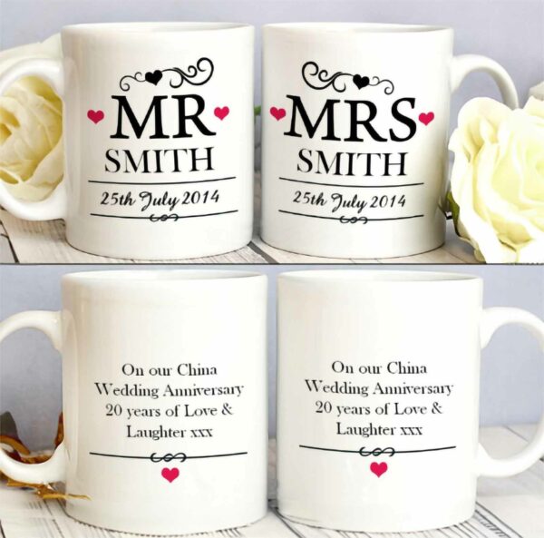 Personalised Mr and Mrs Mug Set