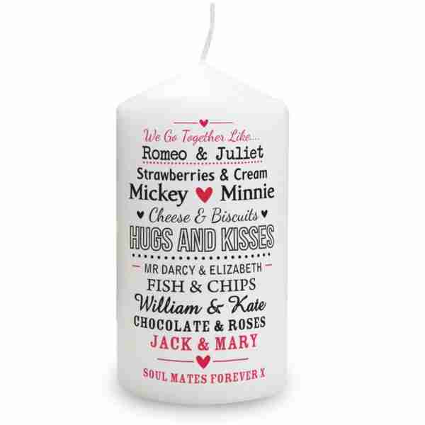 We Go Together Like.... Personalised Pillar Candle - Image 3