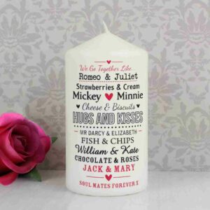 We Go Together Like.... Personalised Pillar Candle