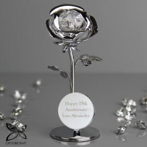 Personalised Crystocraft 15th Rose Ornament