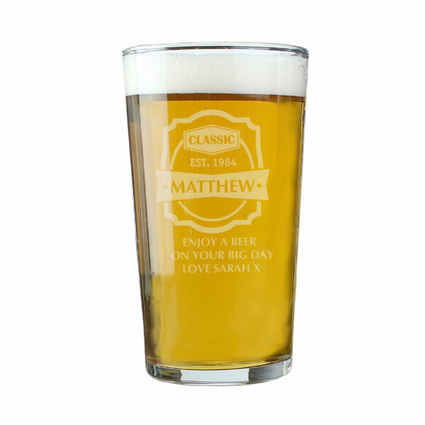 Classic Etched Pint Glass