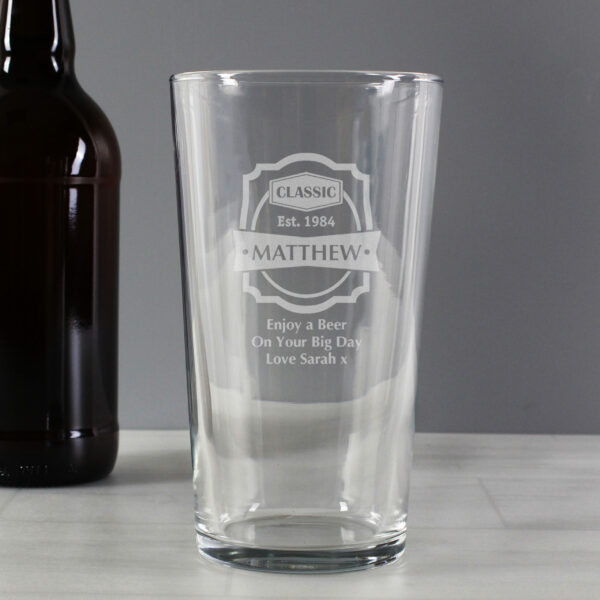 Classic Etched Pint Glass