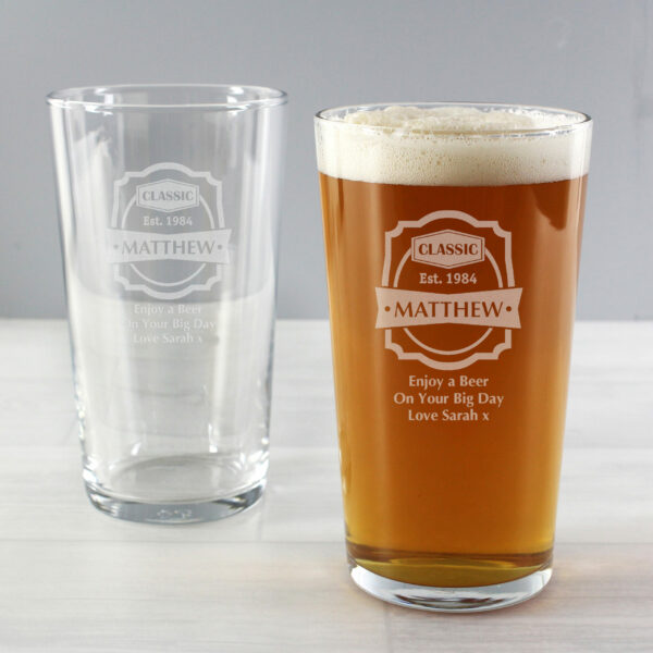 Classic Etched Pint Glass