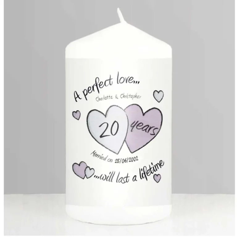 A Perfect Love 20th Anniversary Personalised Candle
