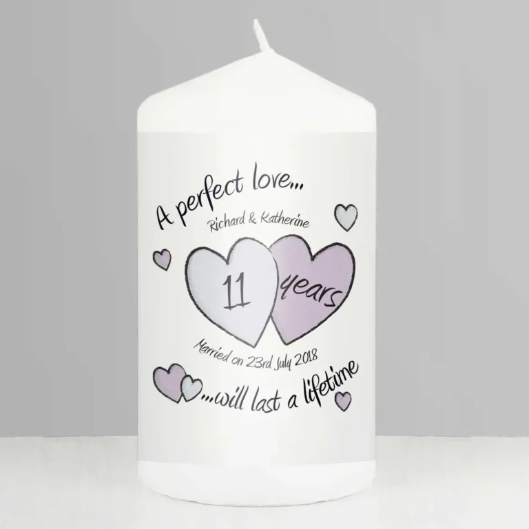A Perfect Love 11th Anniversary Personalised Candle
