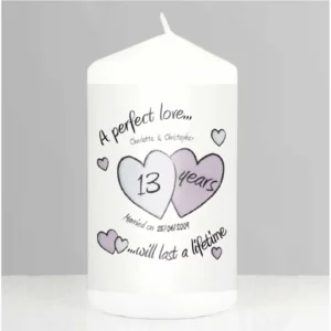 A Perfect Love 13th Anniversary Personalised Candle